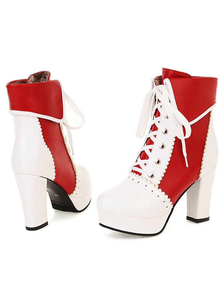 Vintage Leder Schnürung Farbblock Martin Stiefel