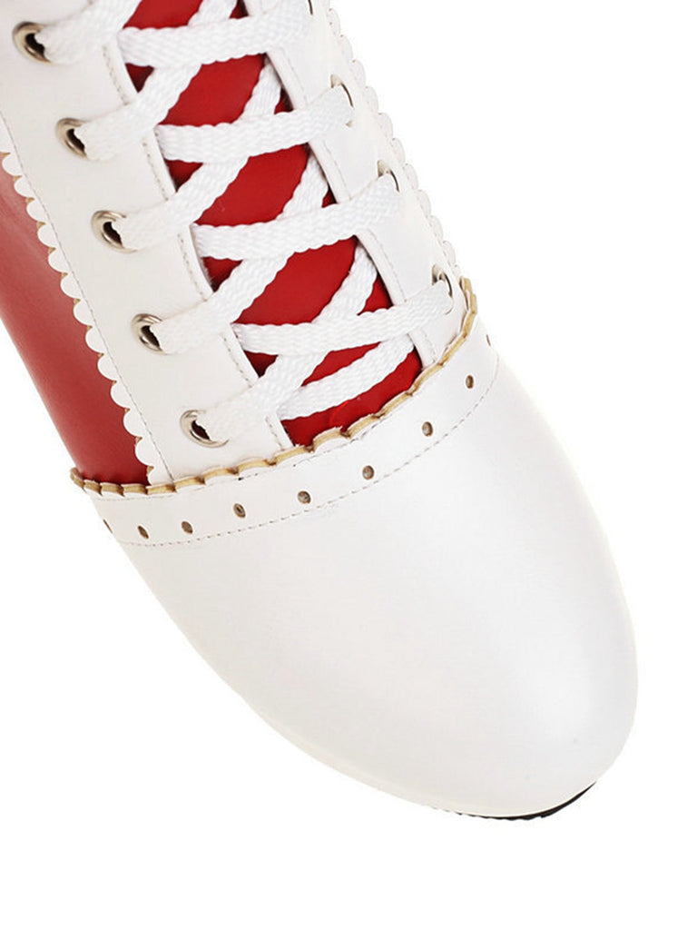 Vintage Leder Schnürung Farbblock Martin Stiefel