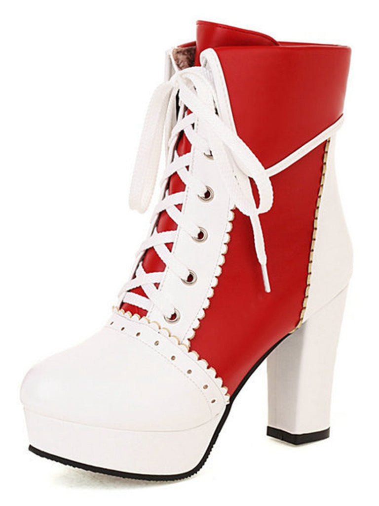 Vintage Leder Schnürung Farbblock Martin Stiefel