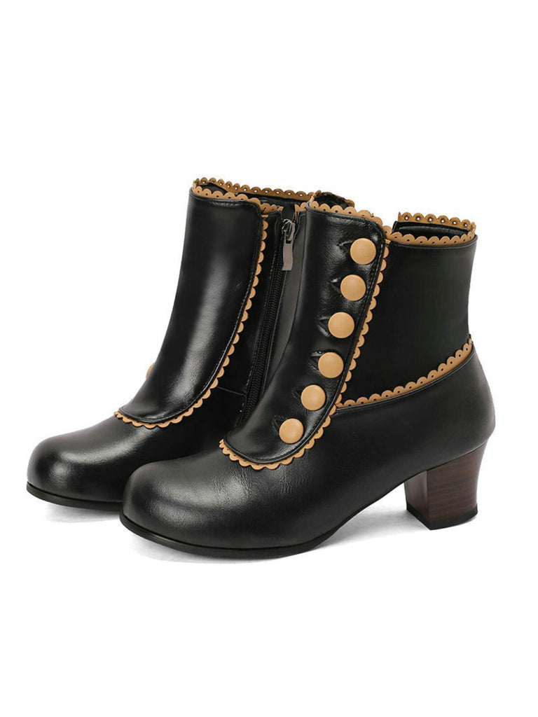 Vintage Kunstfellfutter Chunky Ferse Kurze Stiefel