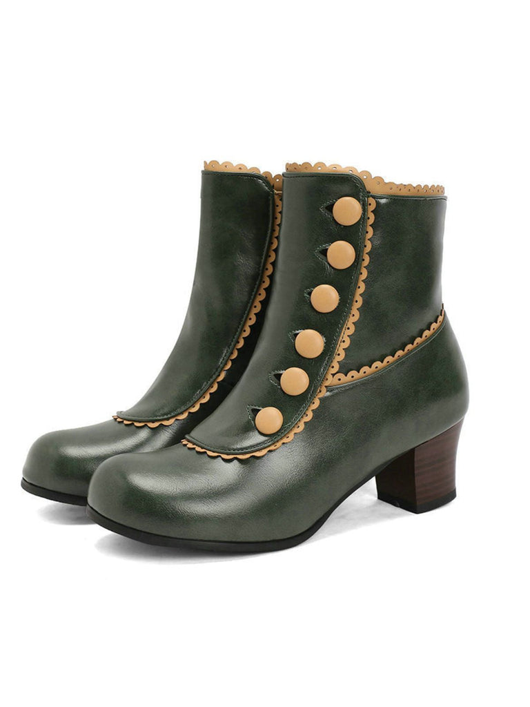 Vintage Kunstfellfutter Chunky Ferse Kurze Stiefel