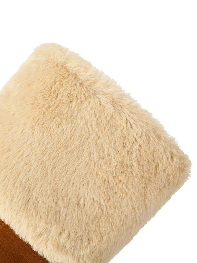 Vintage Kontrastiert Wildleder Plüsch Klobig Stiefel