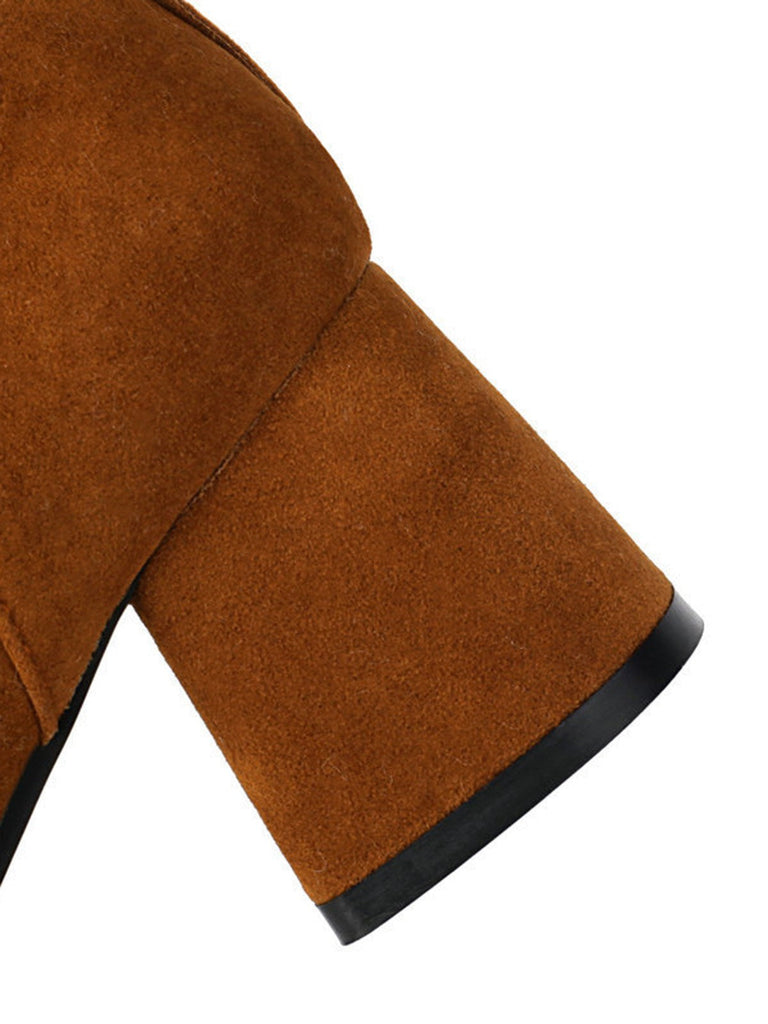 Vintage Kontrastiert Wildleder Plüsch Klobig Stiefel