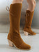 Wildleder Knee Schnürung Blockabsatz Stiefel