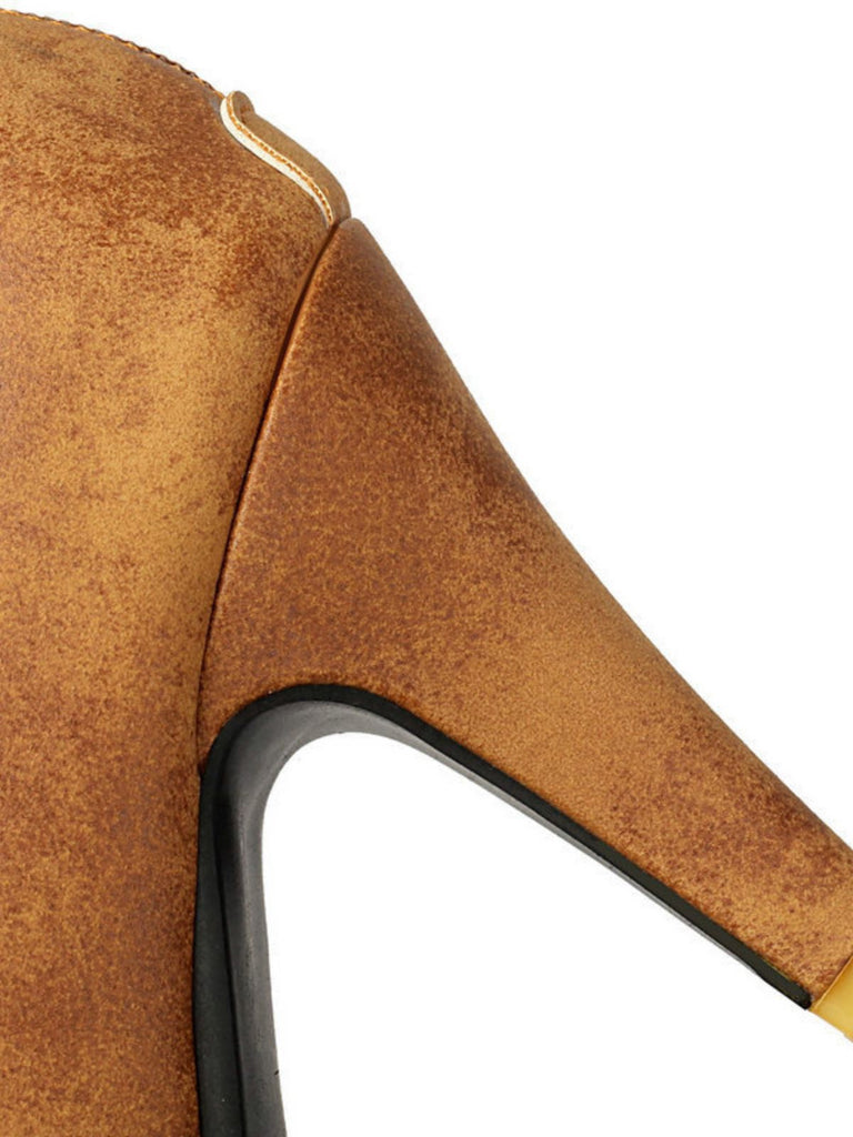 Retro Spitz Zehe Schnürung Kunst-Wildleder Hohl Aus Stiefel