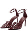 Weinrote Vintage Sandalen mit Spitz und High Heel