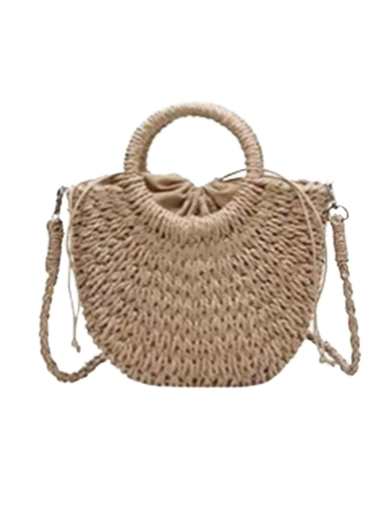 Vintage, handgefertigte, gewebte Strandtasche in Mondform