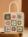 Cremeweiße Bohemian Tasche mit Patchwork, Häkelarbeit und Color