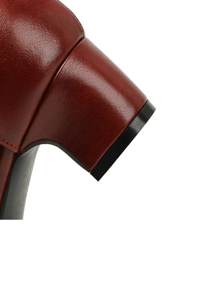 Zweifarbige Schleife Mary Jane Pumps mit Blockabsatz