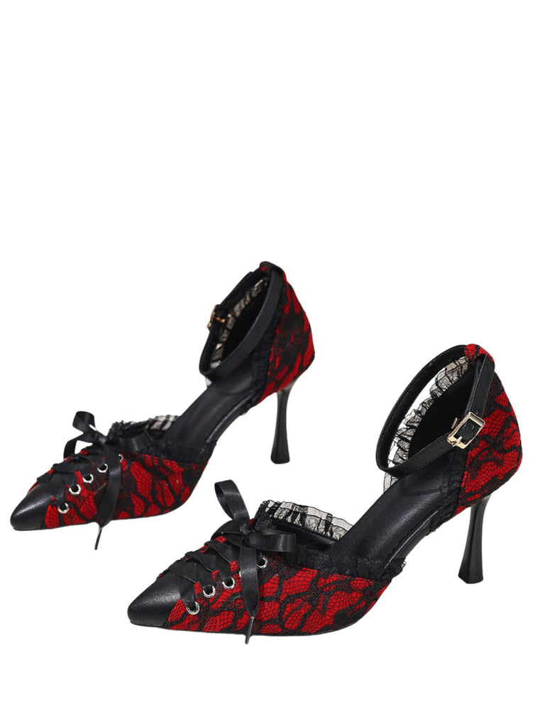 Gothic High Heels mit Blumen und Spitze