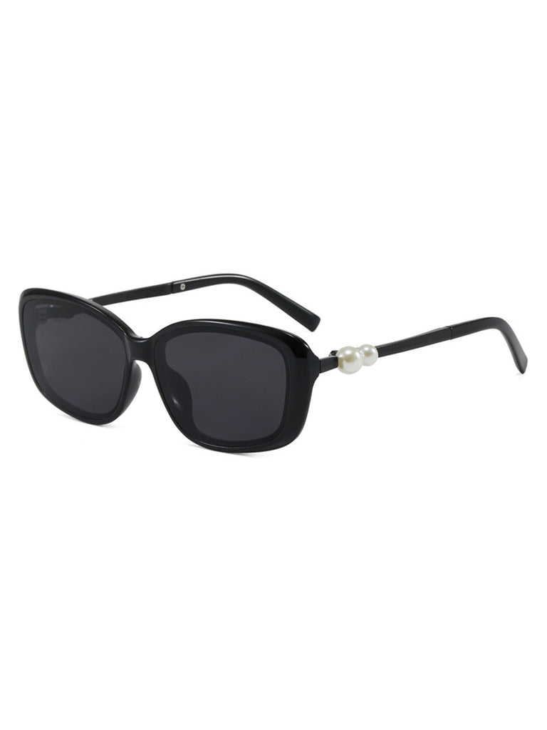 Schwarze Vintage Sonnenbrille mit Perlen und Square