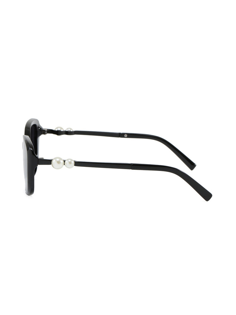 Schwarze Vintage Sonnenbrille mit Perlen und Square