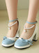 Farbblock-Schuhe mit Perlen und Schleife