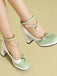 Farbblock-Schuhe mit Perlen und Schleife