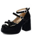 Vintage Mary-Jane-Plateaupumps mit Schleife