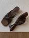 Vintage Sandalen mit Riemchen und eckiger Zehenpartie