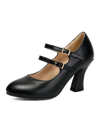 Lederne Mary-Jane Schuhe mit Blockabsatz