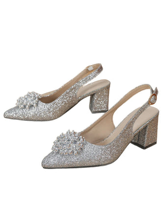 Silbere Pumps mit Glitzer und Strass