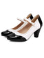 Mary-Jane-Schuhe aus Lackleder mit Farbblock und Blockabsatz
