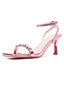 Rosa Stiletto-Sandalen mit Kristallriemen