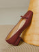 Burgunderrote Vintage Ballerinas mit Schleife und Zehen