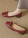 Burgunderrote Vintage Ballerinas mit Schleife und Zehen