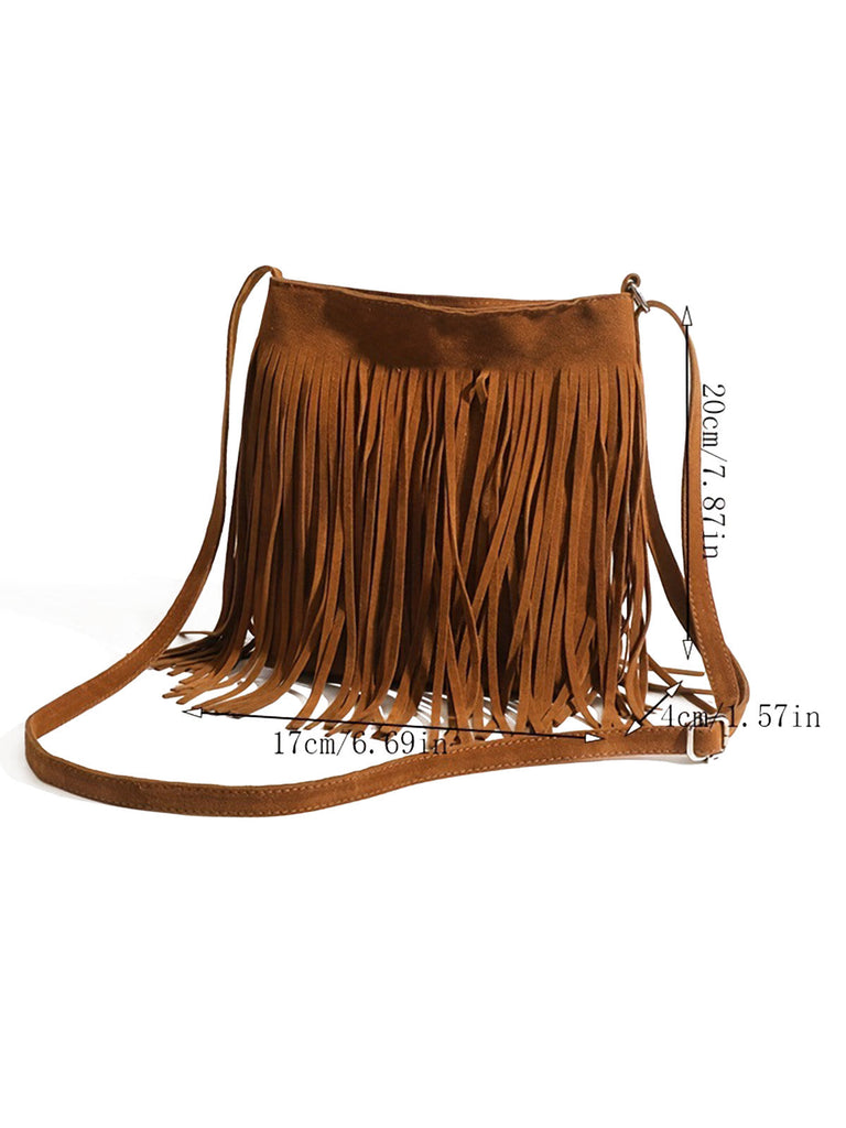 Vintage Boho Tasche mit verstellbarer Träger und Fransen