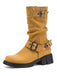 Mehrfarbige Boots mit Blockabsatz und Schnalle