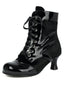 Vintage-Stiefeletten mit Samt und Lackleder