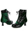 Vintage-Stiefeletten mit Samt und Lackleder