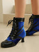 Vintage-Stiefeletten mit Samt und Lackleder