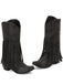 Schwarze Boho-Westernstiefel mit Fransen und Blockabsatz