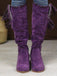 Wildleder-Stiefel mit Fransen, Nieten und Blockabsatz