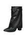 Wadenhohe Vintage-Stiefel in Velourslederoptik mit Blockabsatz