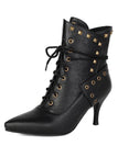 Gothic Stiefel mit Schnürung und goldenen Nieten