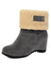 Vintage Stiefeletten in Veloursoptik mit Keilabsatz und Teddybesatz