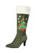 Vintage-Stiefel in Veloursoptik mit Weihnachtsbaumstickerei und hohem Absatz