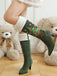 Vintage-Stiefel in Veloursoptik mit Weihnachtsbaumstickerei und hohem Absatz