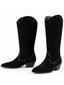 Schwarze beflockte Westernstiefel mit Nieten und spitzer Kappe