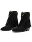 Schwarze halbhohe Westernstiefel mit Fransen und Nieten