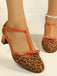 Vintage-T-Riemen-Pumps mit Schleife und Blockabsatz