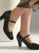 Vintage Mary-Jane-Pumps mit Spitze, Schnallenriemen und Blockabsatz