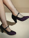 Vintage Mary-Jane-Pumps mit Spitze, Schnallenriemen und Blockabsatz