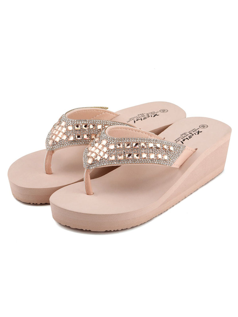 Pailletten Keil Flip Flop Hausschuhe