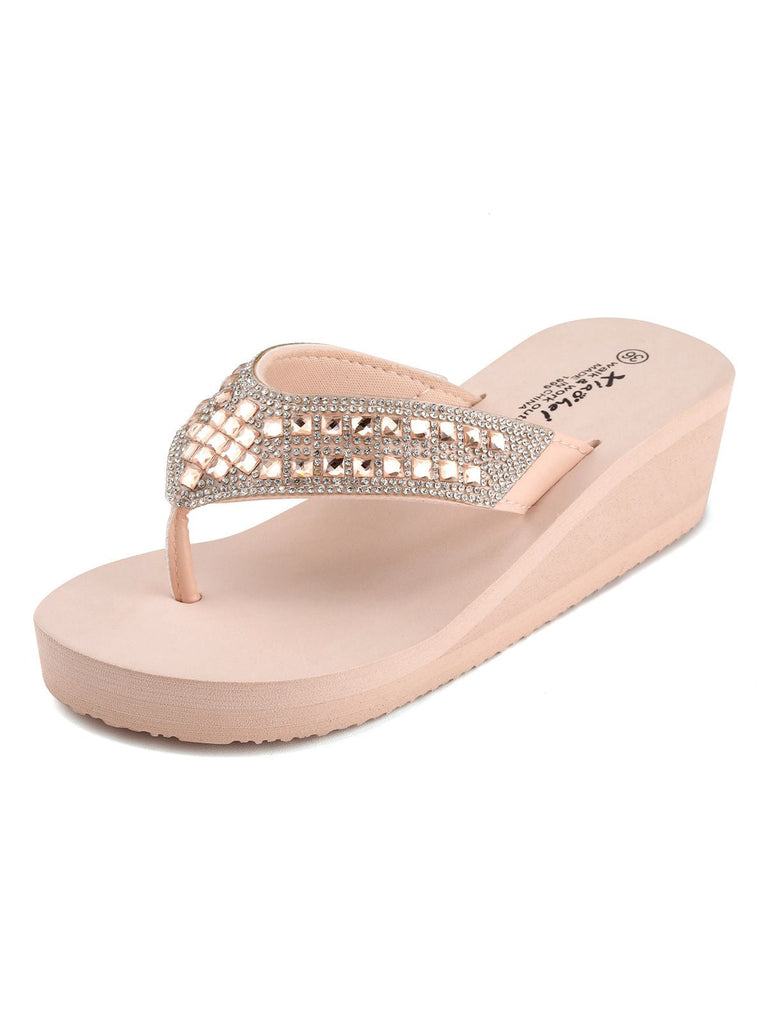 Pailletten Keil Flip Flop Hausschuhe