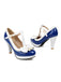 Retro Bogen Perle T-Riemen Kontrast High Heels