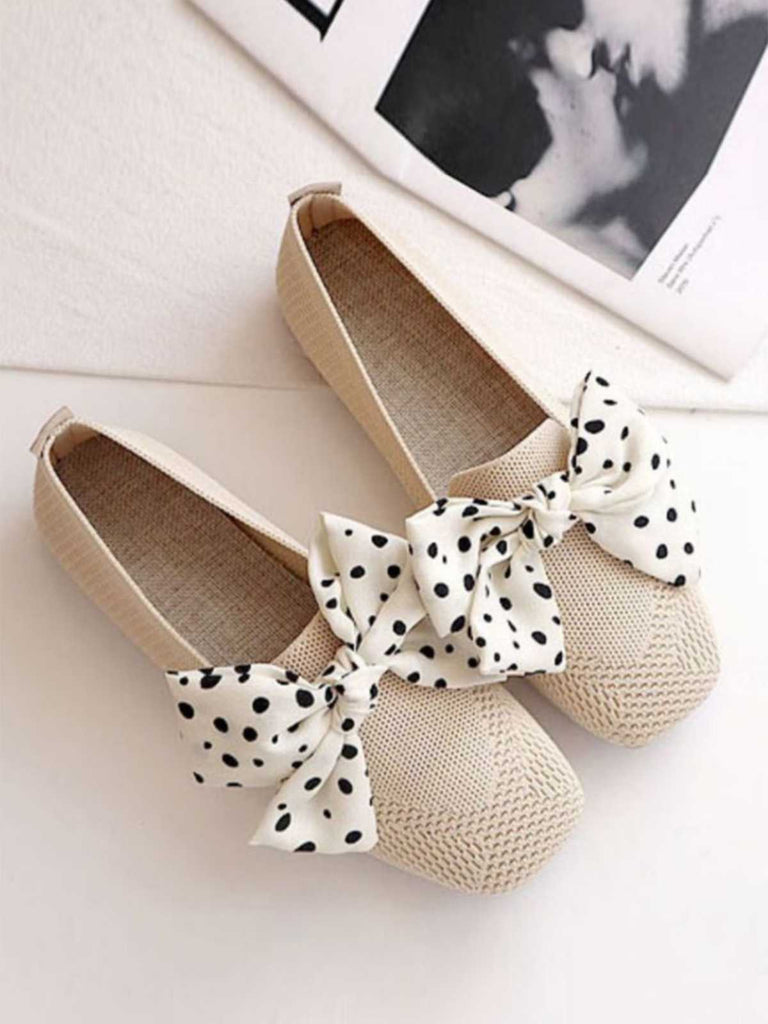 Retro Polka Dot Bogen Weicher Sohle Schuhe