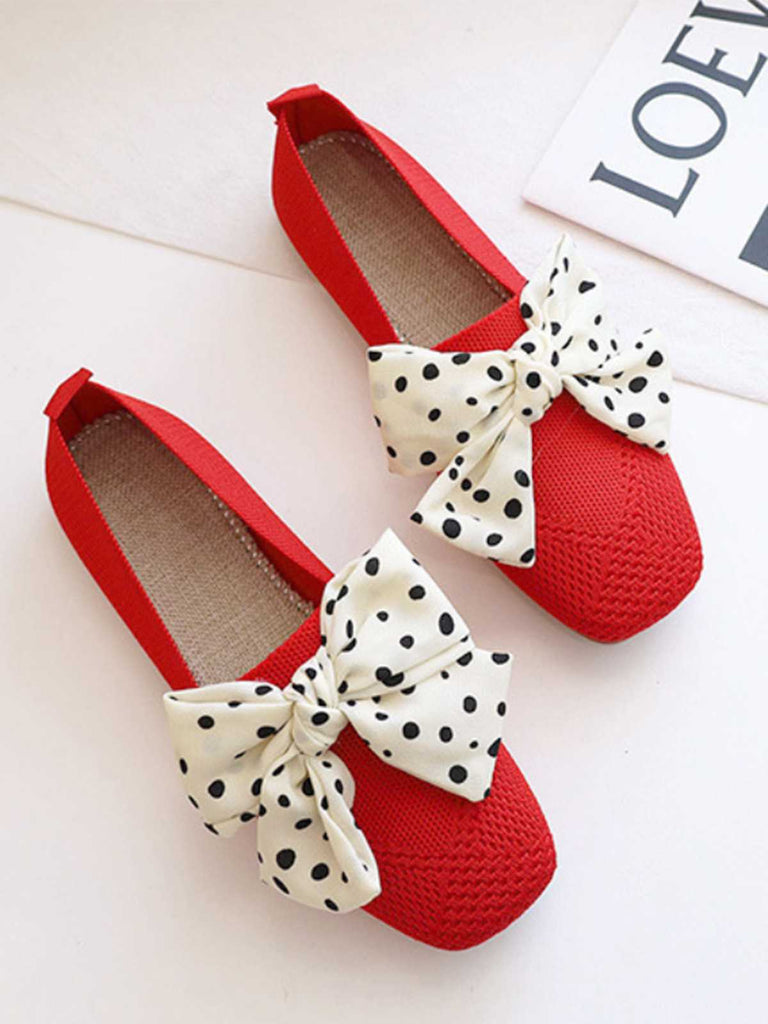 Retro Polka Dot Bogen Weicher Sohle Schuhe