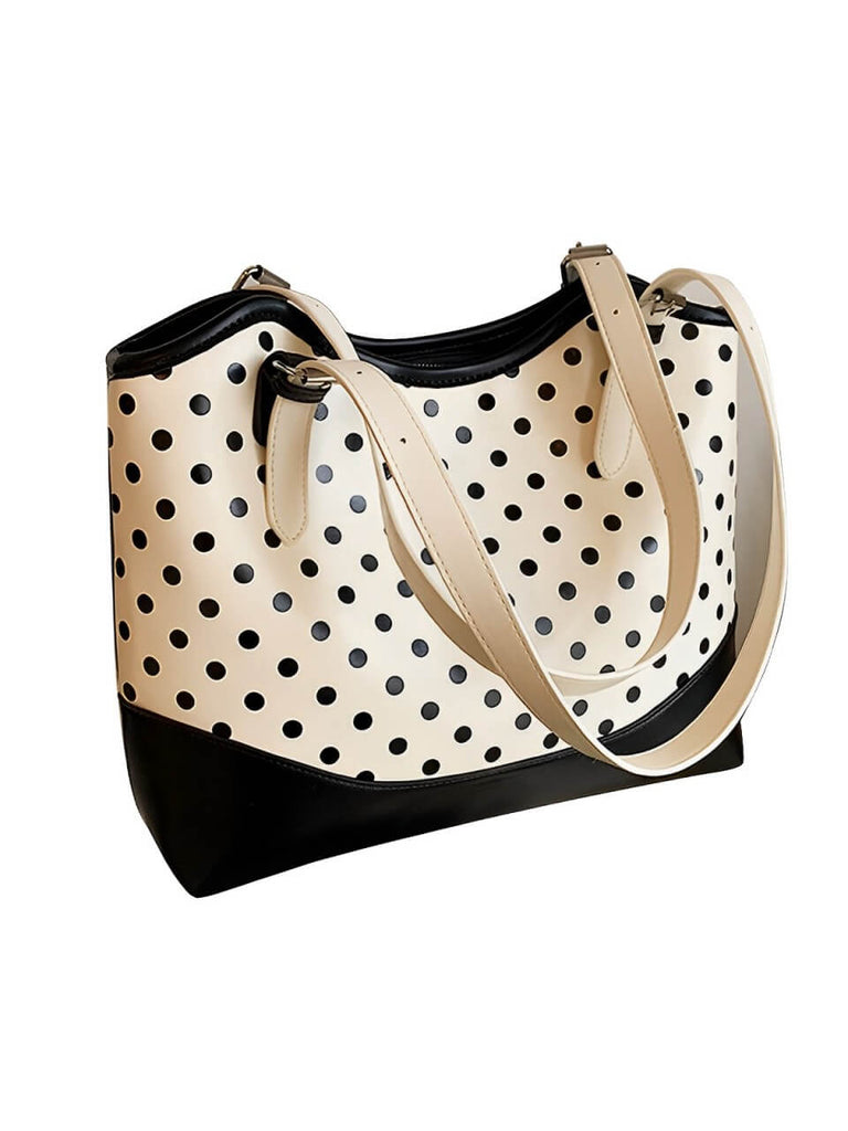 Polka Dots Patchwork Leder Tragetasche