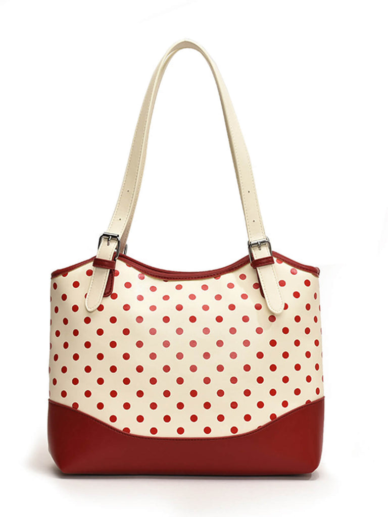 Polka Dots Patchwork Leder Tragetasche